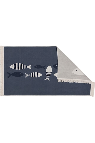 Mudo Home Larıssa Çizgili Fısh Kilim Lacivert Beyaz 80x150 Diğer