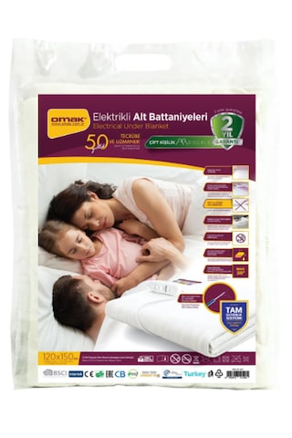 Kıng Cotton Omak Elektrikli Battaniye Çift Kişilik 120x150 Beyaz