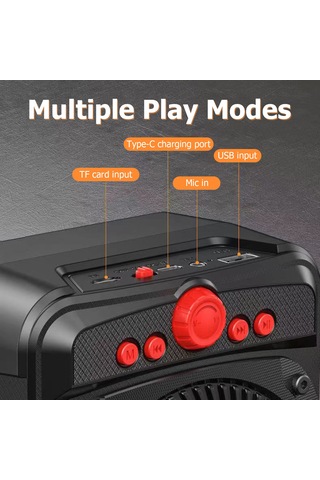 Wezone Q53 Siyah Taşınabilir Bluetooth Hoparlör - 4.0 İnç Bassli, Tf Kart/fm Radyo/usb Desteği, Çok Fonksiyonlu Müzik Çalar