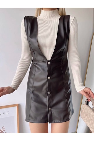 Deri Jile Elbise Kahve W24796 Kahve