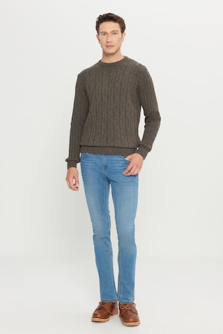 AC&Co / Altınyıldız Classics Erkek Kahverengi Standart Fit Normal Kesim Bisiklet Yaka Jakarlı Yünlü Triko 4A4923100209KHVL Kahverengi