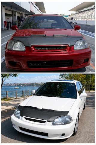 Honda Civic 1996-2000 Uyumlu Ön Kaput Koruma Maskesi Siyah Deri Taş Çarpma & Güneş Koruyucu Kolay Montaj