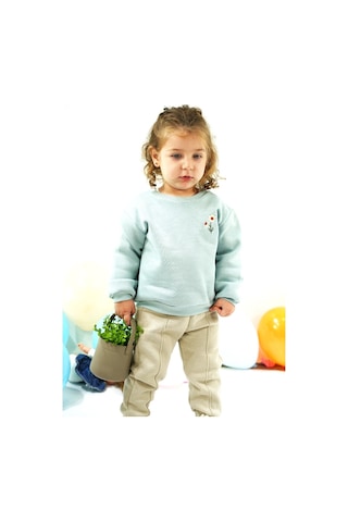 Kidaxi Nakış Detaylı 3 İplik İkili Mint Bebe Takımı Mint Yeşili