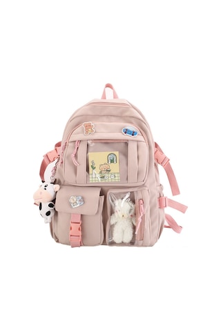 Jeemson Kız Çocukları İçin Yeni Moda Okul Çantası, Oxford Kumaş Dayanıklı Sırt Çantası, Pembe Renk Tam Set Aksesuarlar Eşliğinde Çok Renkli