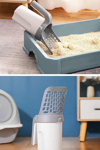 Markafox Elekli Poşet Hazneli Kedi Kum Temizleme Küreği + Kaka Poşeti