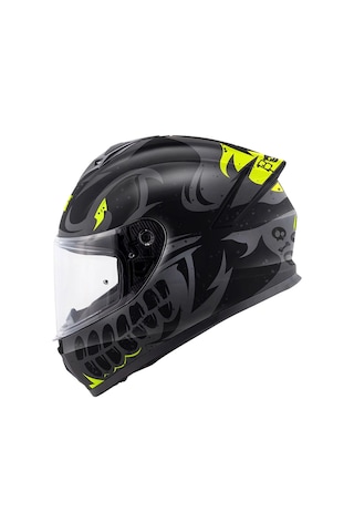 Gıvı 50.x Bones Kask Mat Sıyah Neon Sarı