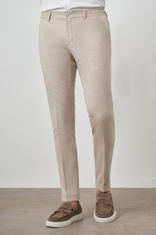 Morven Erkek Bej Trend Tam Lastikli Slim Fit Pantolon 25ys003007653 Bej
