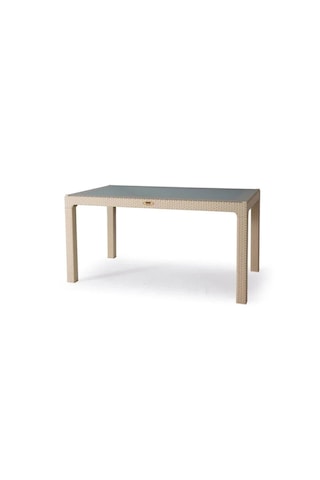 6 Adet Bambu Koltuk 90x150 Camlı Masa Takım Kapuçino