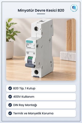 Miniatür Devre Kesici Sigorta B20 1p /400v Mcb Tek Kutuplu Pano İ