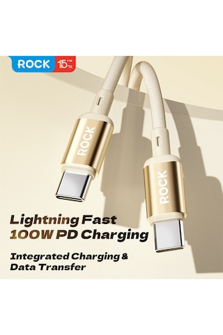 R18 100w Type-c To Type-c 5a Pd 1m Şarj Ve Data Kablosu Gold