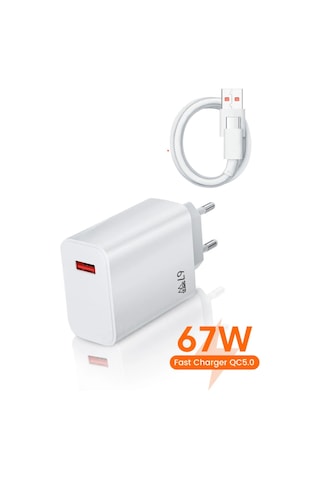 67w Turbo Şarj Cihazı Aleti 6a Kablo adaptör Seti Type C Usb Xiaomi Redmi Samsung Uyumlu Duvar Tipi