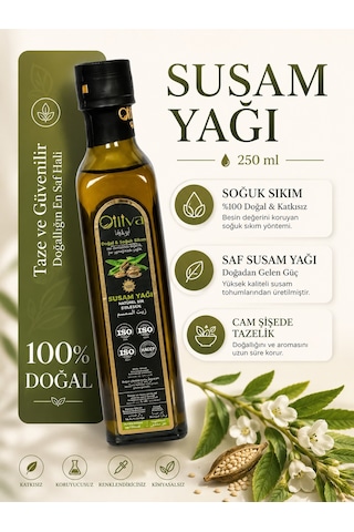 Soğuk Sıkım Susam Yağı 250 Ml %100 Doğal Katkısız Saf Susam Yağı