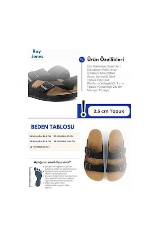 Roy Jones Breezestep Unisex Siyah Çift Toka Günlük Terlik 6500 Siyah