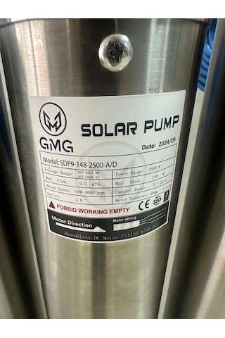 Maksimum.148 Metreden Saatte 9 Ton Su - 200v 2500w Tonajlı Derin Kuyu Solar Ve Şebeke İle Çalışan Dalgıç Pompa