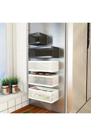 Trendooze Gaojunshop01 Siyah Büyük Manyetik Baharatlık Duvar Tipi Mutfak Düzenleyici Kağıt Havluluk Delme Yok Siyah