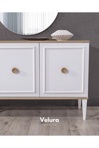 Legna Modern Konsol Beyaz - Açık Ceviz