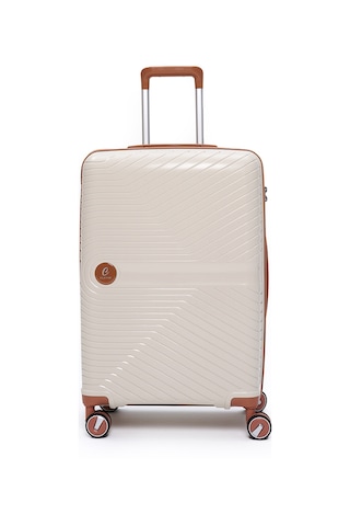 4 Lü Valiz Seti Elatae Exclusive Pro Polipropilen Kırılmaz Büyük - Orta - Kabin Boy Ve Makyaj Bej - Camel 5239