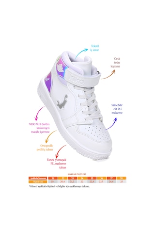 Hayka Cırtlı Basketbol Erkek/kız Çocuk Spor Ayakkabı Beyaz