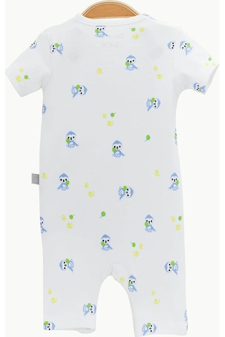 Boumini Erkek Bebek Kısa Kollu Şort Tulum Mavi Miskin Doğal Kumaş