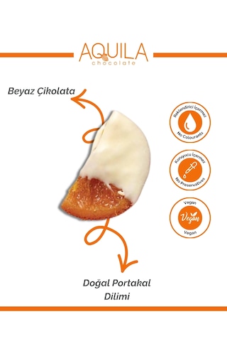 Aquila Chocolate Beyaz Çikolata Kaplı Portakal Dilim - 80 Gr