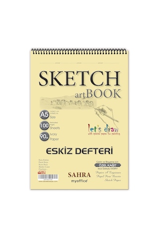 Sahra A5 Eskiz Defteri - 90 Gr. 100 Yaprak Spiralli Kaliteli Sanatçı Çizim Defteri