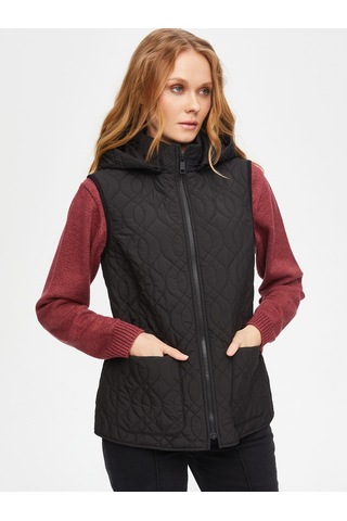 Patch Cep Detaylı Kapüşonlu Kapitone Yelek 69456 U6945610 Siyah