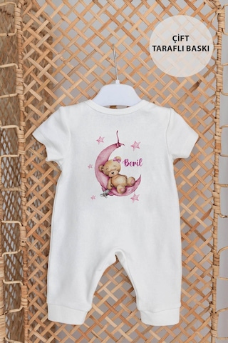 Lilabio %100 Organik Isme Özel Isimli Yazlık 10lu Hastane Çıkışı Ayıcık Ekru