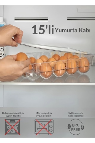 Jet's Home 15'li Kapaklı Yumurta Kabı Darbeye Karşı Dayanıklı Yumurtalık Bpa Free Buzdolabı Organizeri Düzenleyici Şeffaf