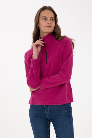 U.S. Polo Assn. Kadın Fuşya Fermuarlı Dik Yaka Polar Sweatshirt 50316714-VR023