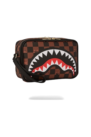 Sprayground Peeking Character Check El Çantası, %100 Vegan, Su Geçirmez Kahverengi - Siyah