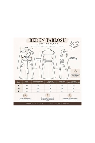 Moda Banuş Siyah Deri Kuşaklı Uzun Trençkot Siyah Siyah
