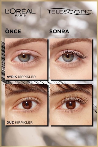 L'Oréal Paris Telescopic Gold Siyah Maskara & True Match Nude Fondöten Serum 0.5-2 Very Light