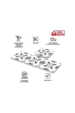 Kendinden Yapışkanlı Geometrik 05 Desenli Pvc Karo, Fayans Çıkartması, Duvar Zemin Kaplama, Yapışkanlı Fayans K
