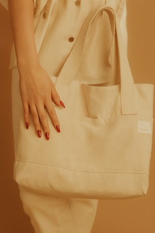 Yunusoğlu Home Kadın Krem El Omuz Ve Plaj Çantası Kanvas Çok Amaçlı Çanta Krem