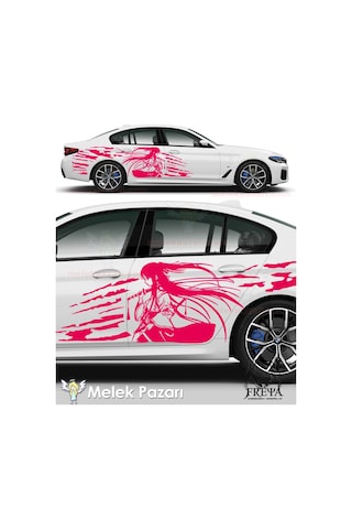 240X60cm-Samuray Kız Yan Kapı Oto Sticker, Samurai Girl Arka