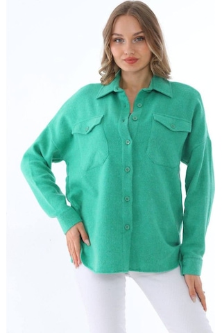 Polologin Butik Gömlek Ve Ceket Arası Tarzı Yansıtan Yeşil Oversize Flanel Kışlık Oduncu Gömlek Yeşil