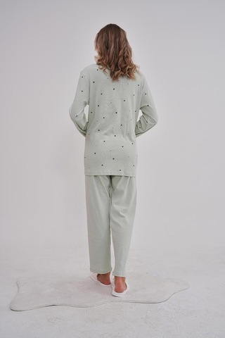 Mecit 6150 Bayan Yeşil Yüzde Yüz Pamuk Büyük Beden Pijama Takımı Yeşil