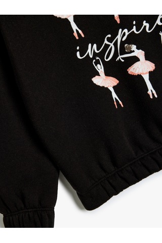 Koton Baskı Detaylı Uzun Kollu Kapşonlu Sweatshirt Siyah 5wkg10661ak Siyah