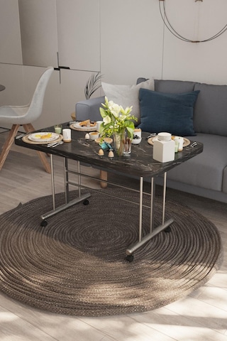 Avenza Living 70 110 Tekerlekli Orta Sehpa Siyah - Mermer