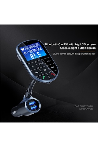 Bc37 Çift Usb Şarj Akıllı Bluetooth Fm Verici Mp3 Müzik Çalar Araç Kiti, Ahizesiz Arama Ve Tf Kart Ve U Disk Siyah Desteği