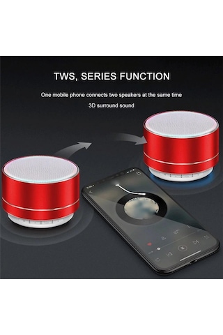 Taşınabilir Kablosuz Bluetooth Hoparlör Fm Mini Led Metal Süper Bas Subwoofer Mp3 Müzik Çalar Için Destek TF Kart