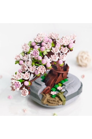 Loz 1661 Ebedi Çiçek Pembe Sakura Kiraz Ağacı Saksı Bitki 3d Modeli Dıy Mini Bloklar Tuğla Yapı Oyuncak Hiçbir Kutu