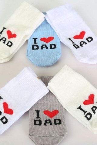 Pamuklu 6'lı Yenidoğan Erkek Bebek Çorap Dad Erkek Mavi