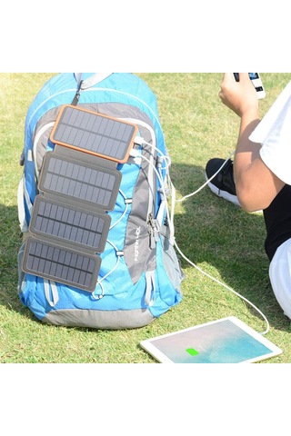 Reedark 20000mah Portatif Güneş Enerjili Şarj Cihazı - Su Geçirmez Katlanabilir Dış Mekan Powerbank Turuncu 1+3