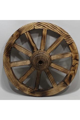 Otantik Ahşap At Arabası Tekeri 50 Cm.(Ahşap Yakma) Diğer