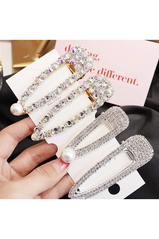 8 Paket Parlak Yapay Elmas Timsah Saç Klipleri Bling Ab Kristal Ördek Bill Saç Tokaları Parlak Geometrik Saç İğne Diğer
