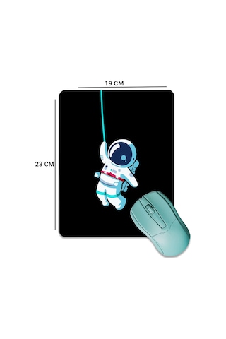 Sonictouch Astronot Temalı Siyah Pürüzsüz Yüzey Kaymaz Taban Dikişsiz Kenar Gamer Oyuncu Mouse Pad 1 Mousepad