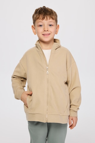 Panço Erkek Çocuk Fermuarlı Bej Sweatshirt Krem
