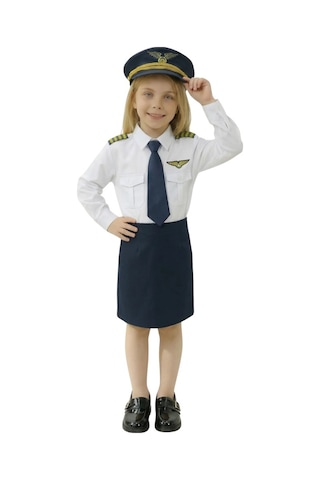 Uzun Kol Gömlekli Apoletli Kız Pilot Kostümü