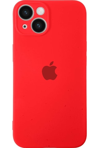 Apple Uyumlu iPhone 14 Kılıf Logolu Kamera Korumalı Altı Kapalı İçi Kadife Lansman Kapak - Kırmızı